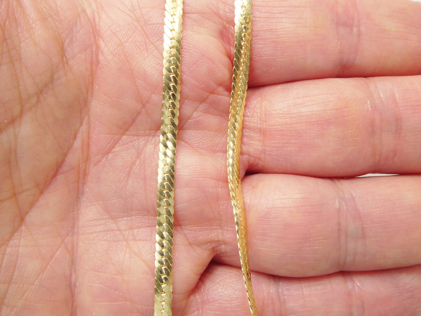 Real 925 sterling silver puff herringbone 10 inch anklet 14k yellow gold finish
