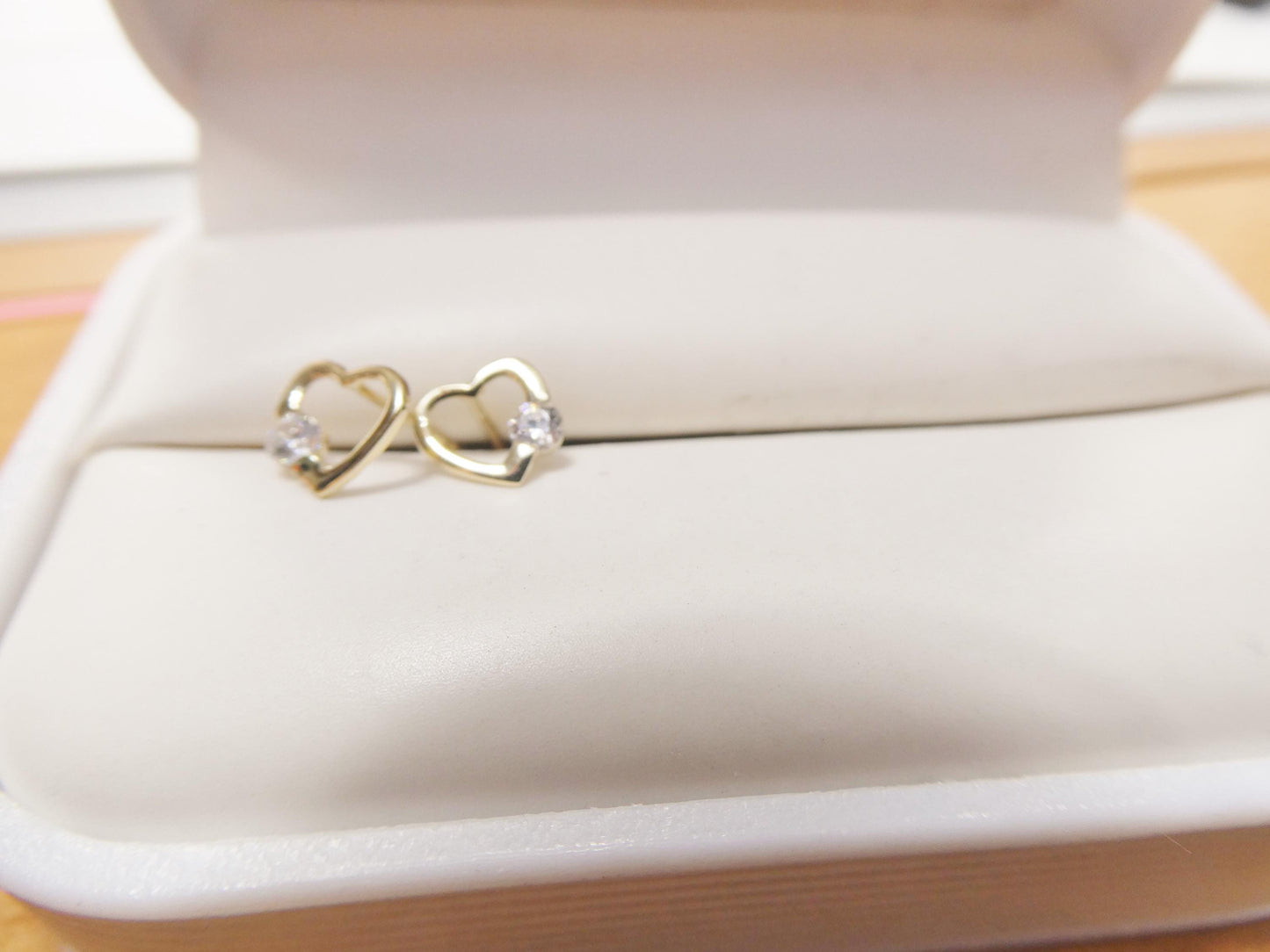 10k real solid gold heart push back earrings