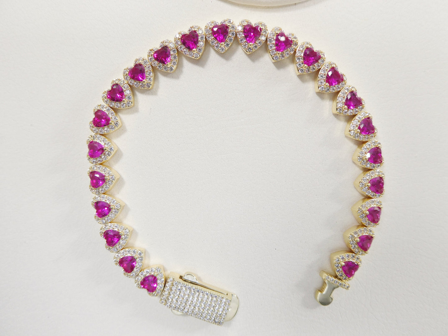 14k gold filled yellow gold ruby color heart necklace / bracelet