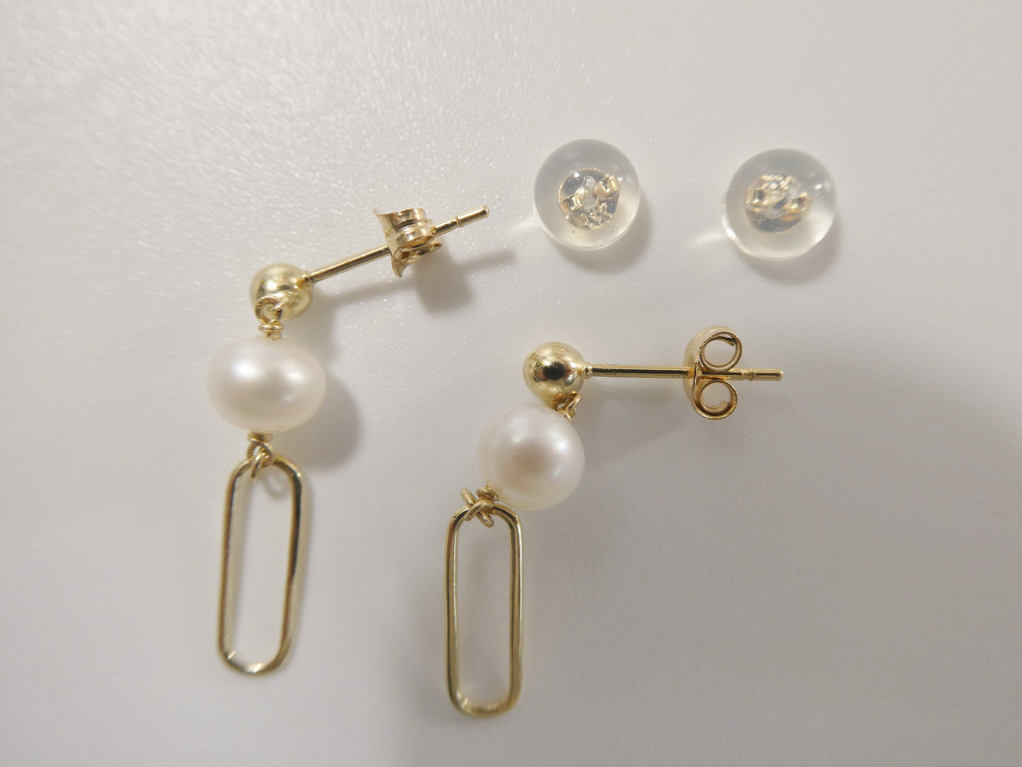real 10k solid yellow gold freshwater cultured pearl stud earring dainty