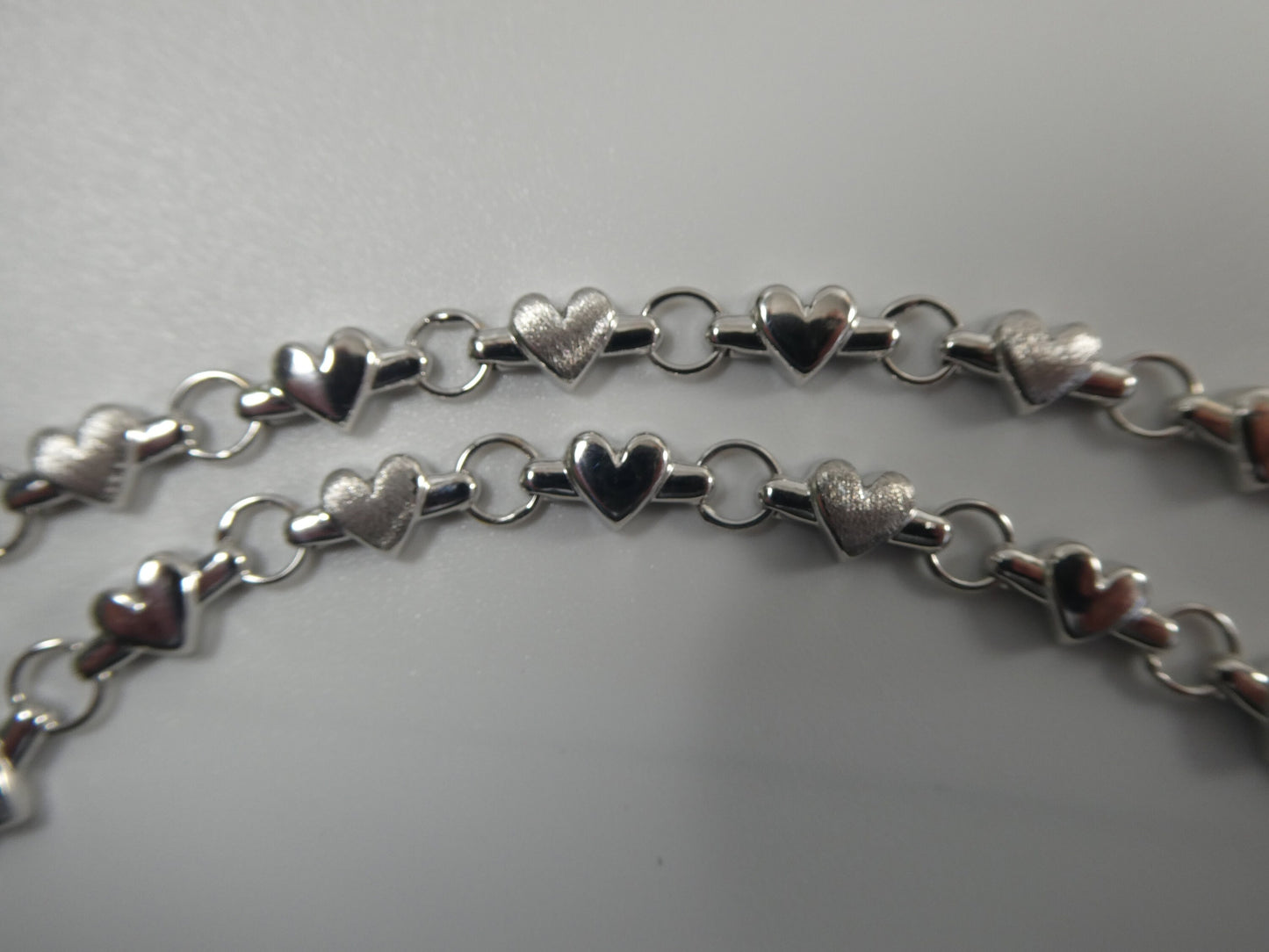 14k real solid white gold heart 6 inch / 7 inch ladies / ladies bracelet