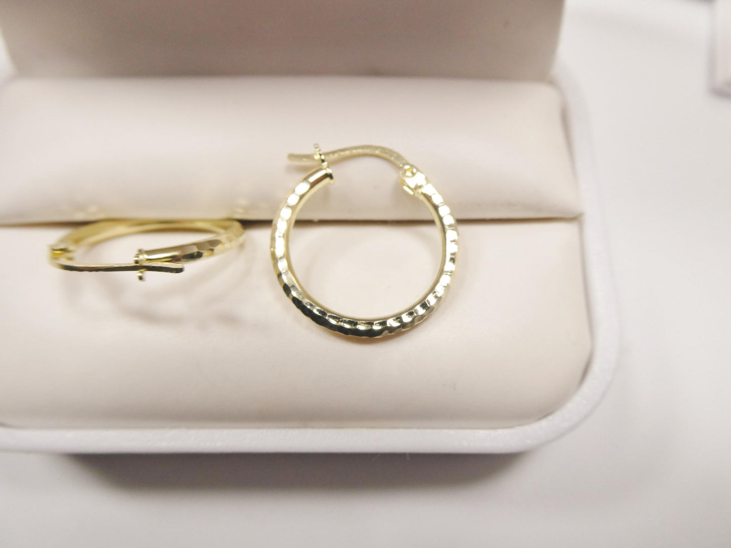 10k real solid yellow gold full diamond cut hoop earrings