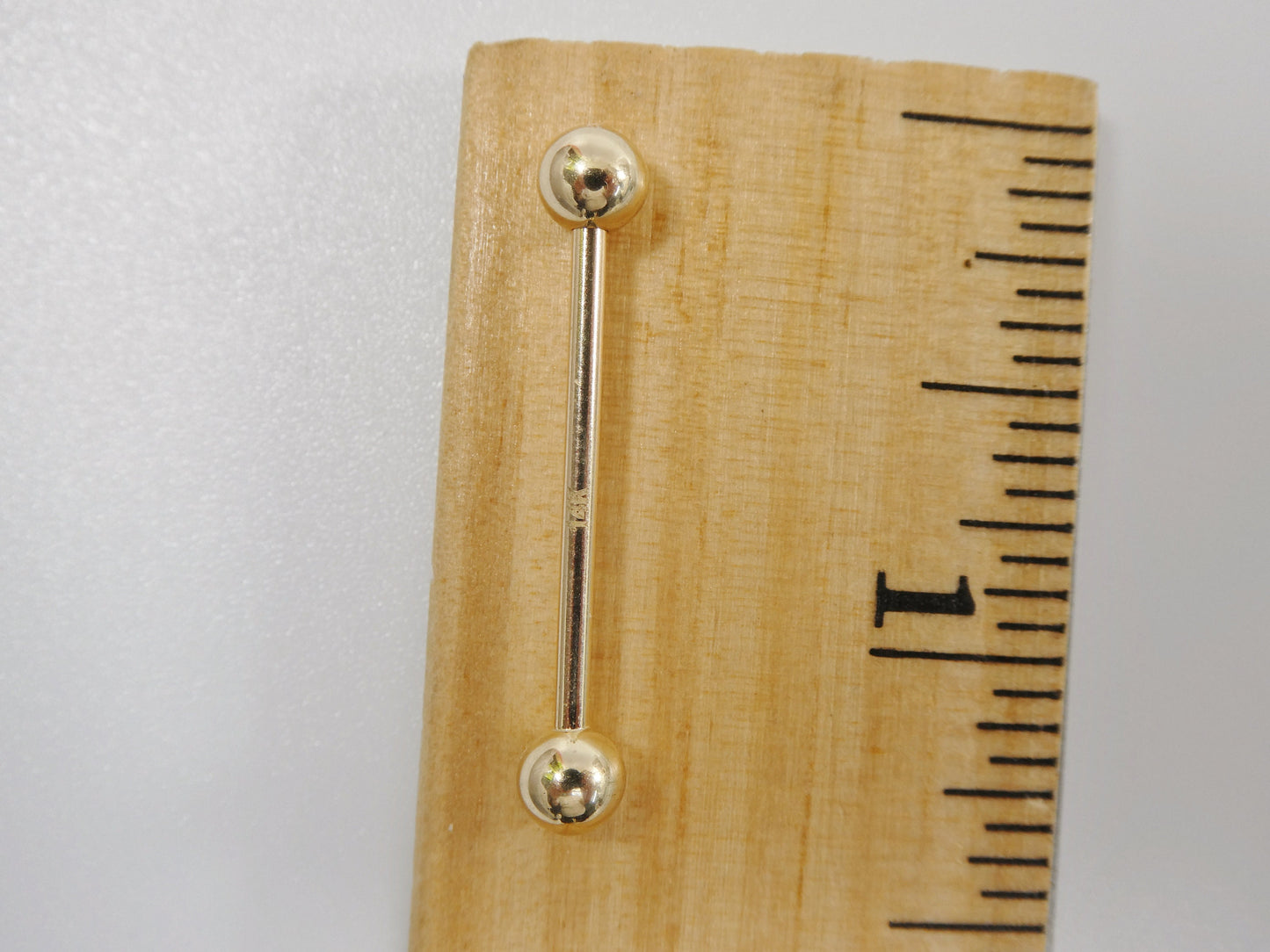 14k real solid yellow gold 20MM / 22MM straight barbell tongue belly button ring piercing