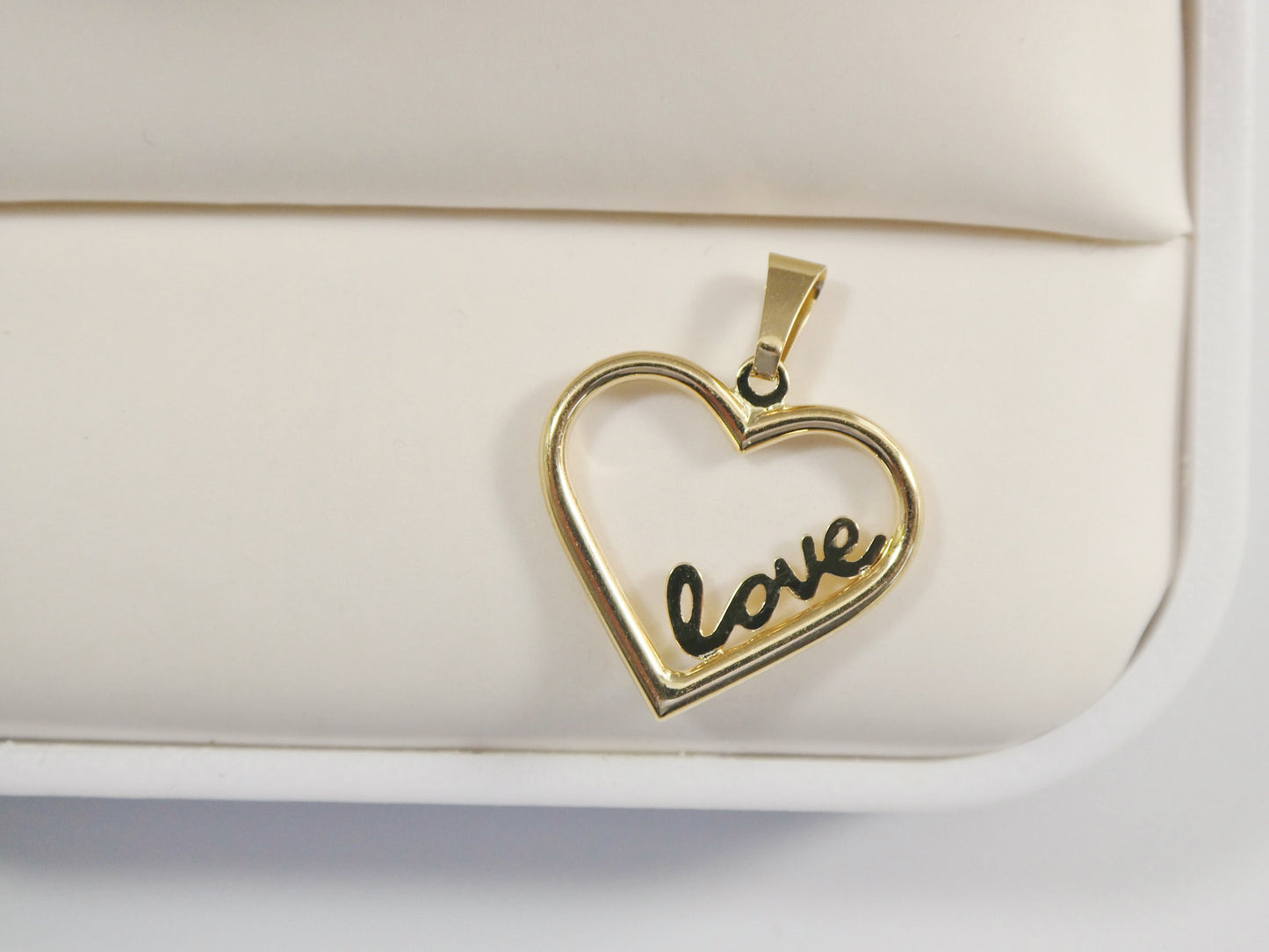 women's 14k real solid yellow gold love heart charm
