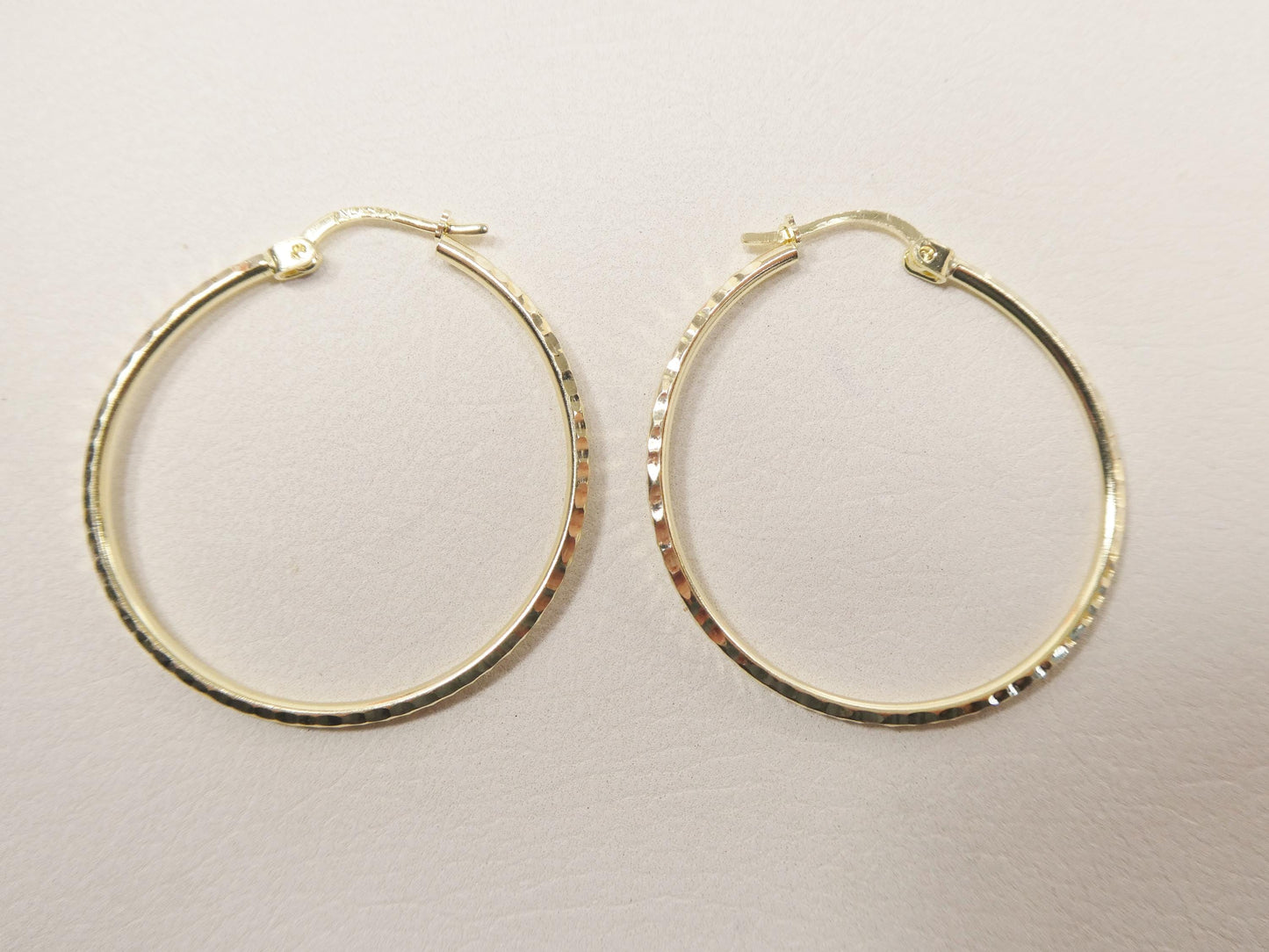 10k real solid yellow gold full diamond cut hoop earrings