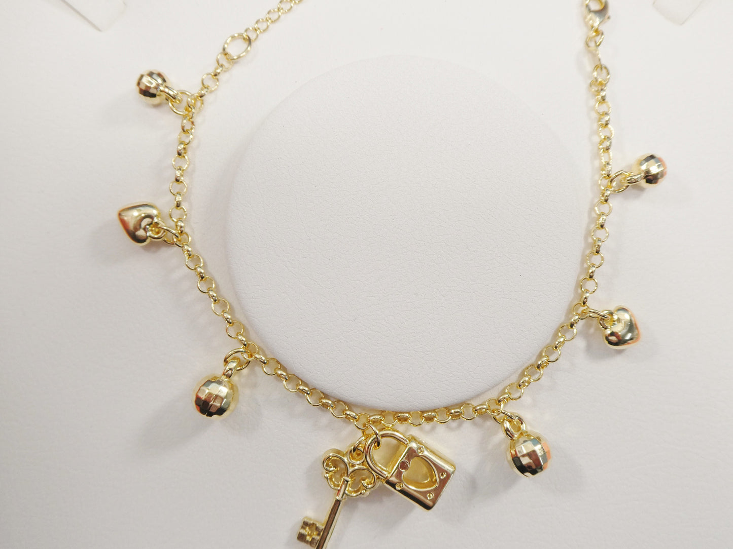 7 inch 18k gold filled adjustable with extension charm ladies bracelet