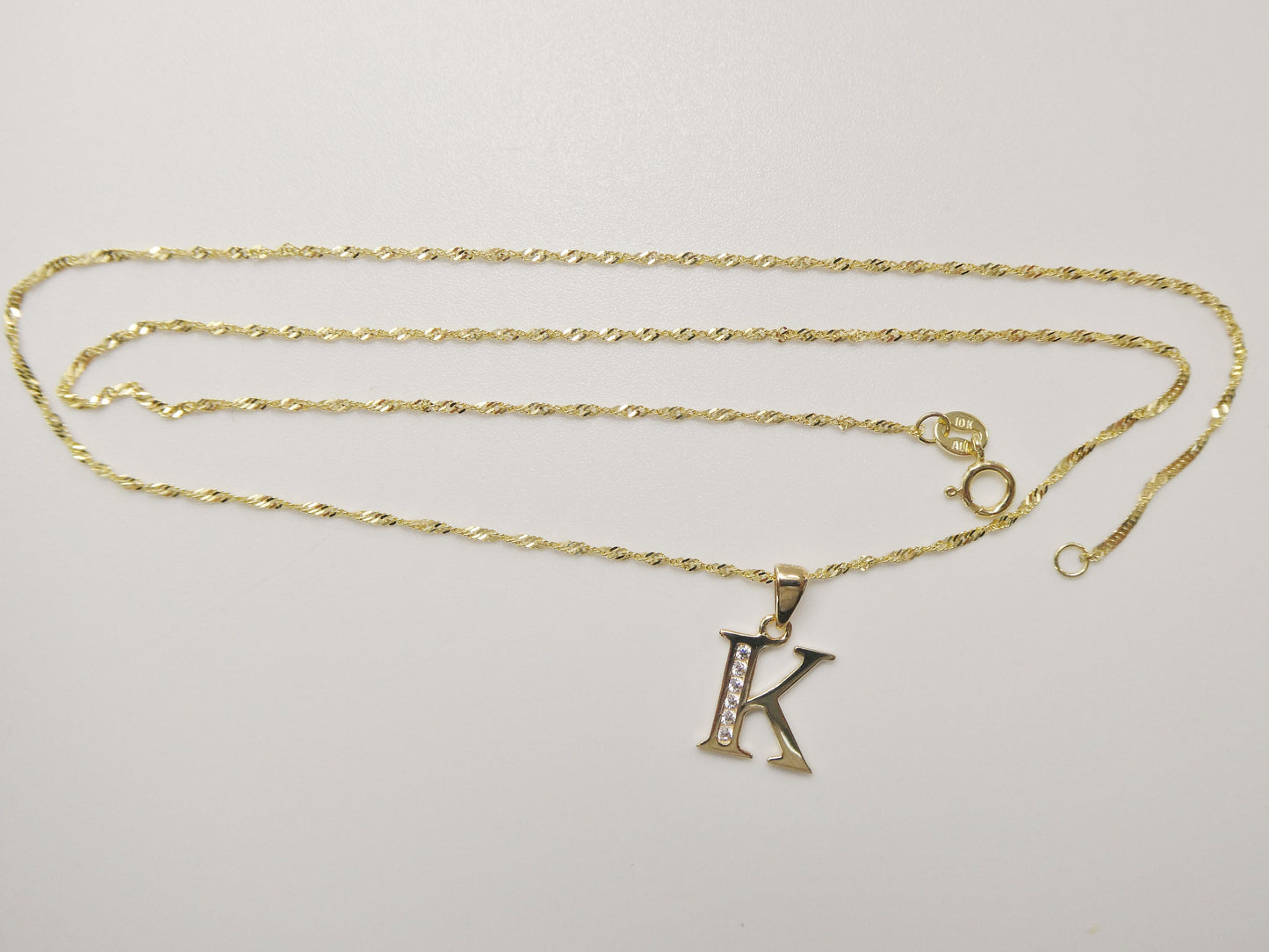10k real solid yellow gold small initial alphabet pendent and necklace