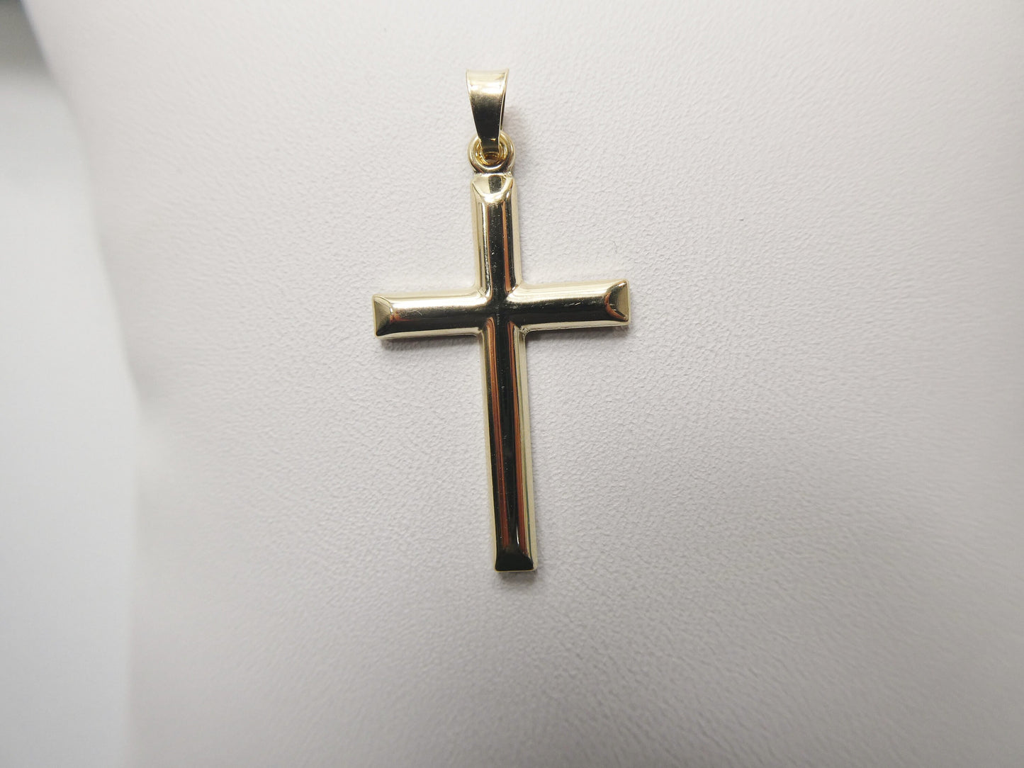 14k real solid yellow gold super polish cross pendent and robe necklace