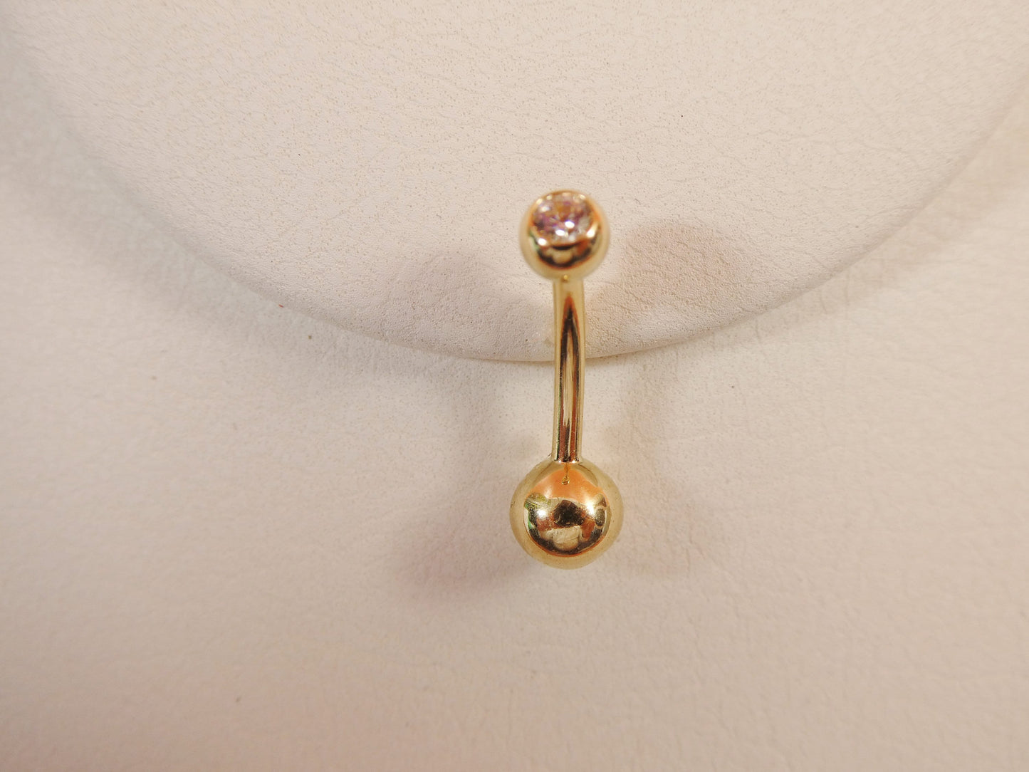 14k real solid yellow gold high polish ball belly button ring piercing