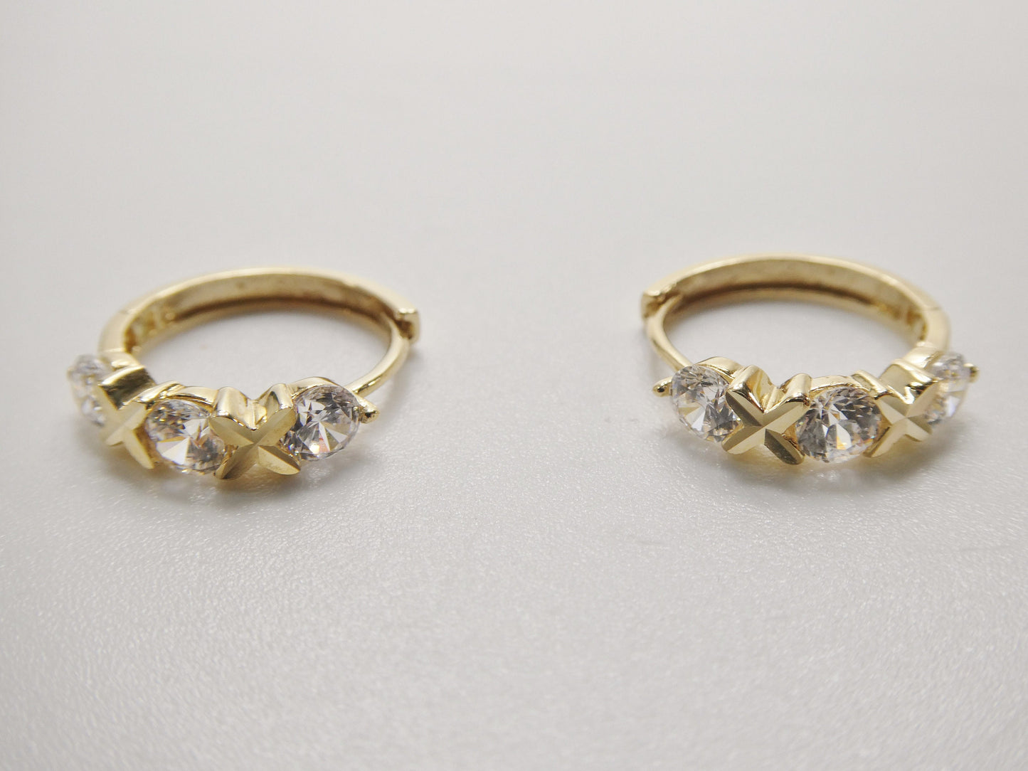 real 10k solid yellow gold XO hoop huggie earrings