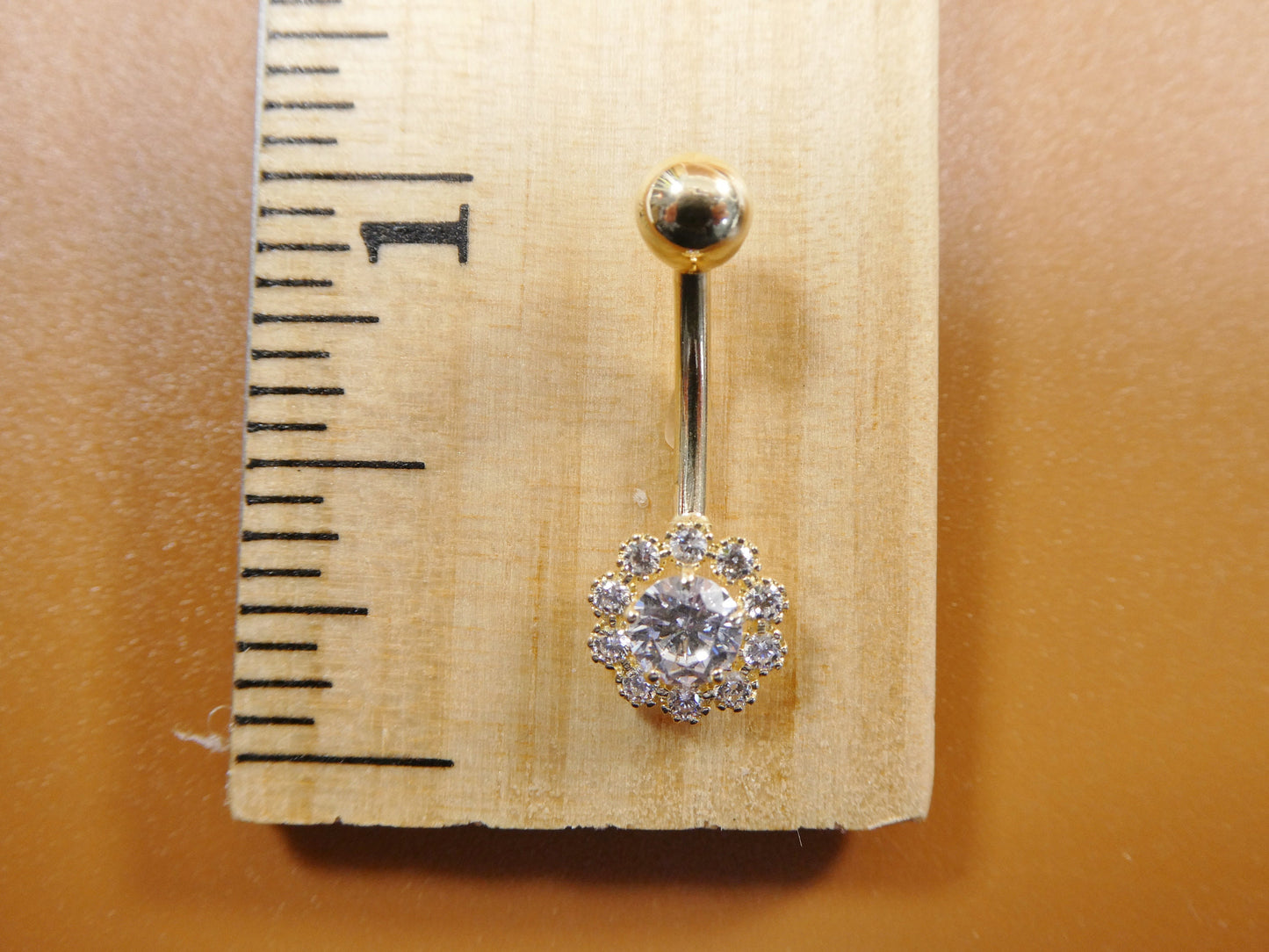 14k real solid yellow gold birthstone color center belly button ring piercing