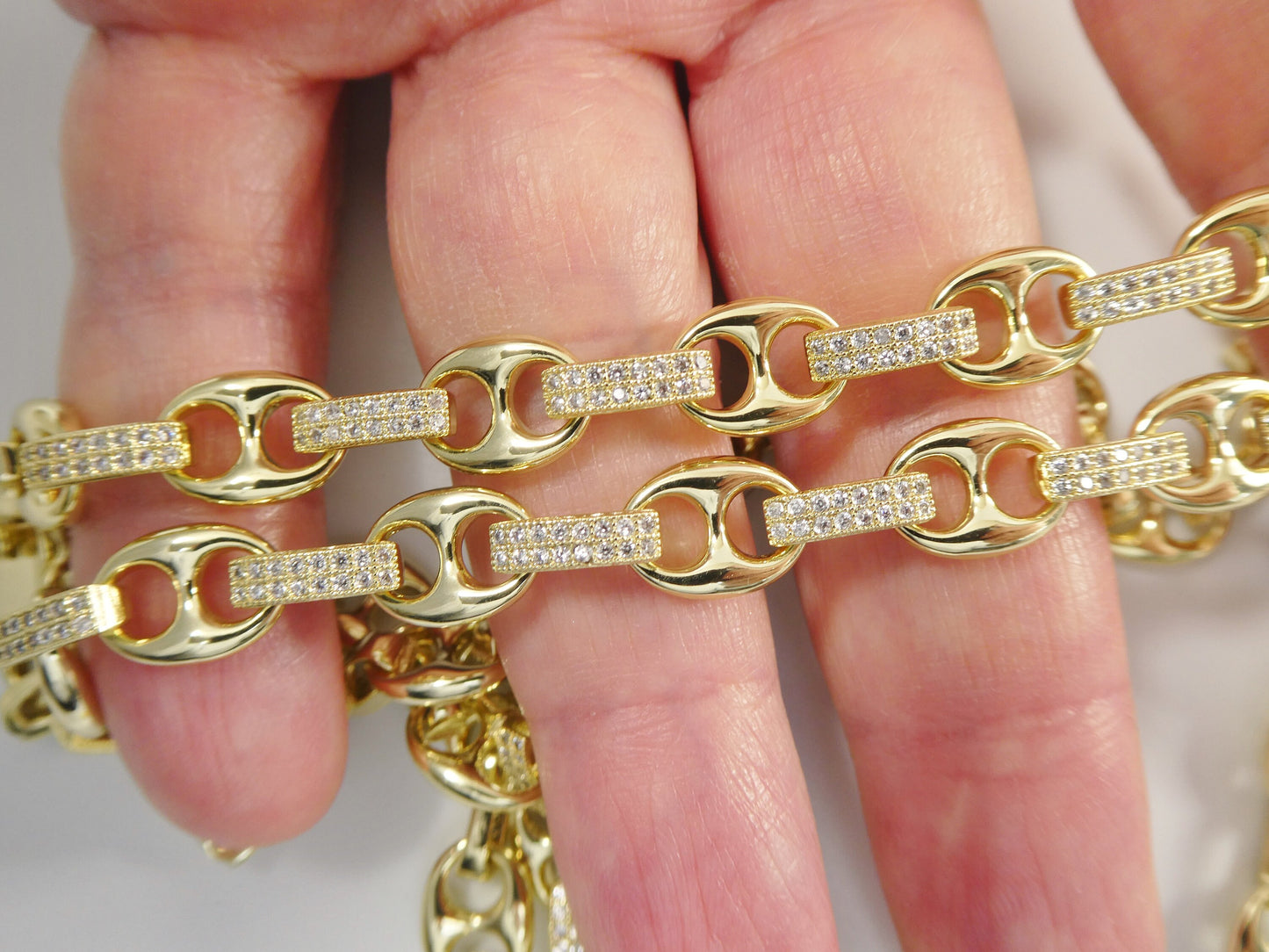 14k gold filled yellow gold puffed mariner LINK necklace