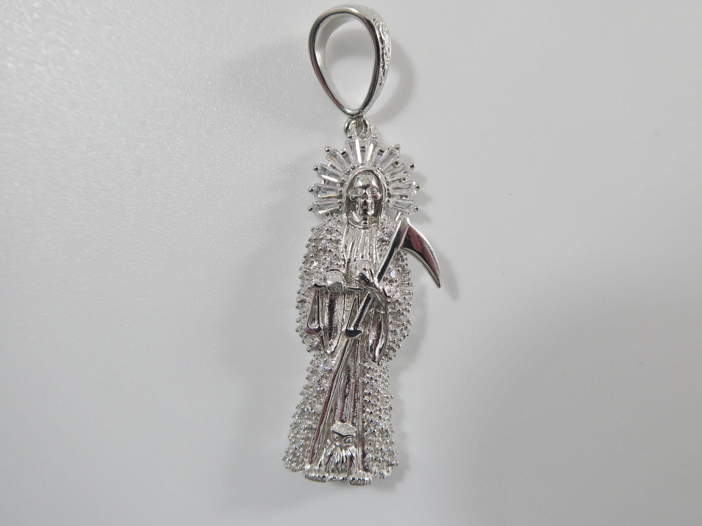 real 925 sterling silver santa muerte pendent charm
