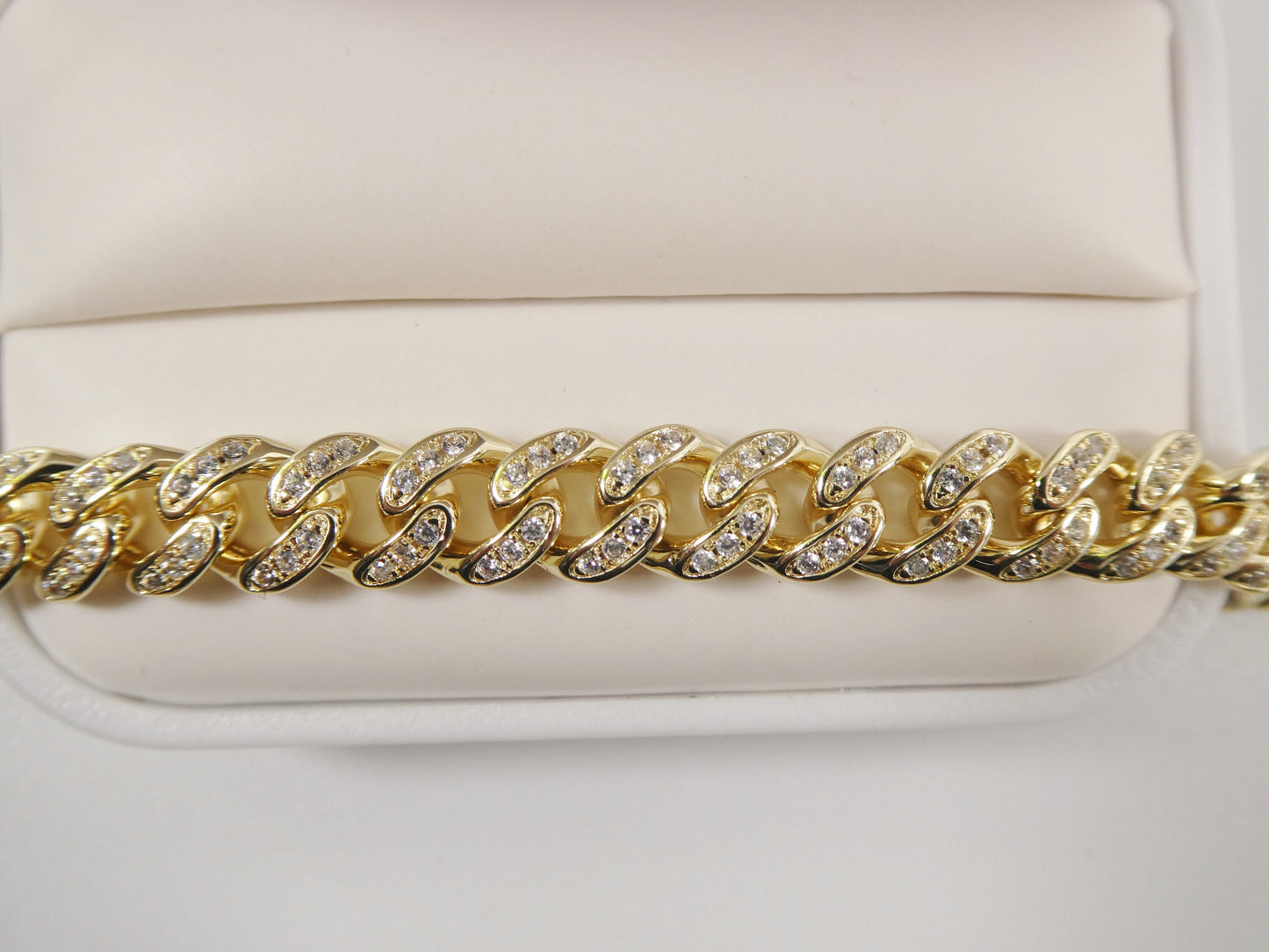 18k yellow gold filled 8mm full stone prong setting bracelet 7" 8" length