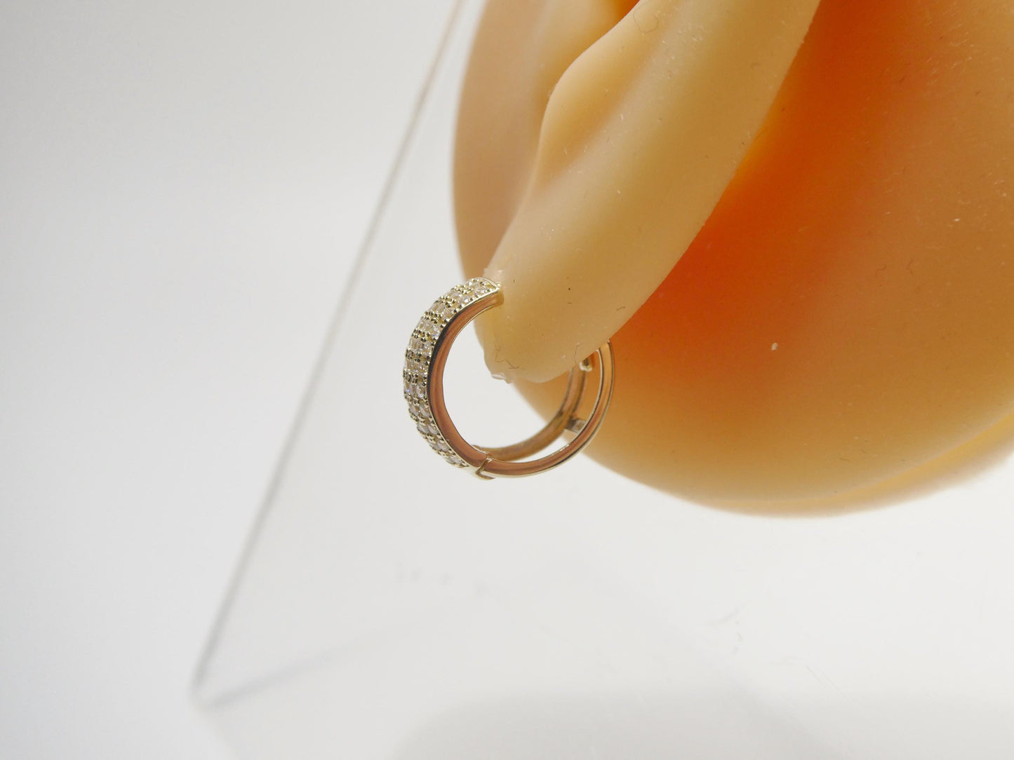 real 10k solid yellow gold designer hoop huggie earrings