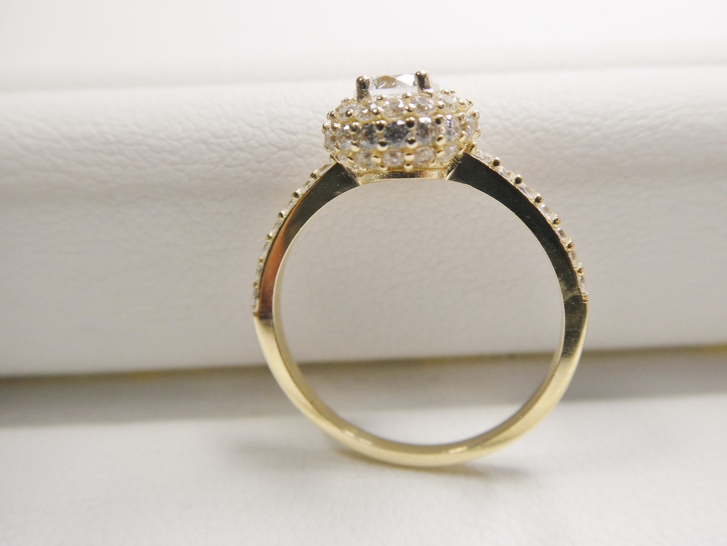 14k real solid yellow gold engagement emerald cut cubic zirconia ring