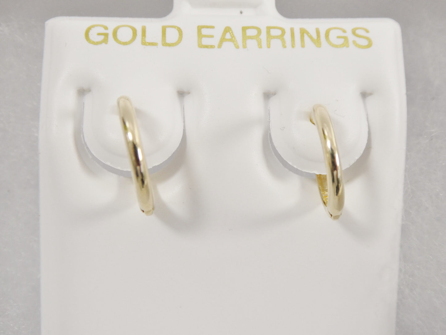 real 10k solid yellow gold 12mm high polish plain hoop huggie earring