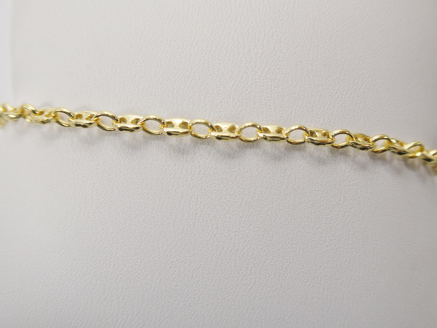 Real 925 sterling silver 10 inch mariner anklet 14k yellow gold finish