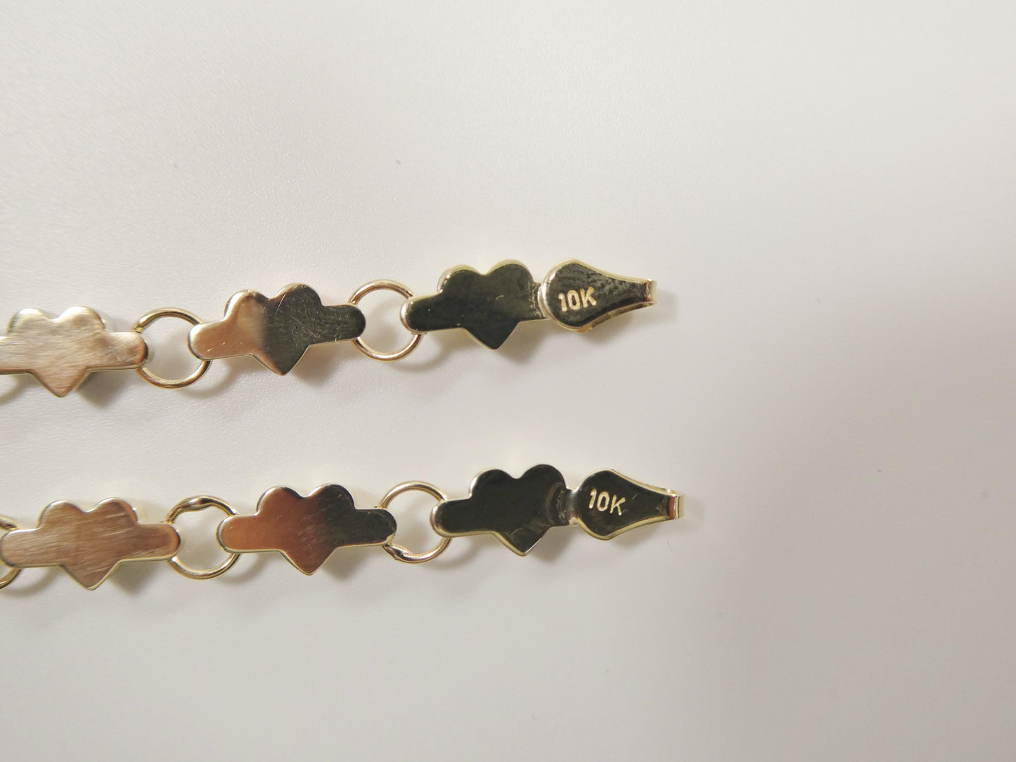 real 10k solid yellow gold 6 inch children/women xo heart bracelet