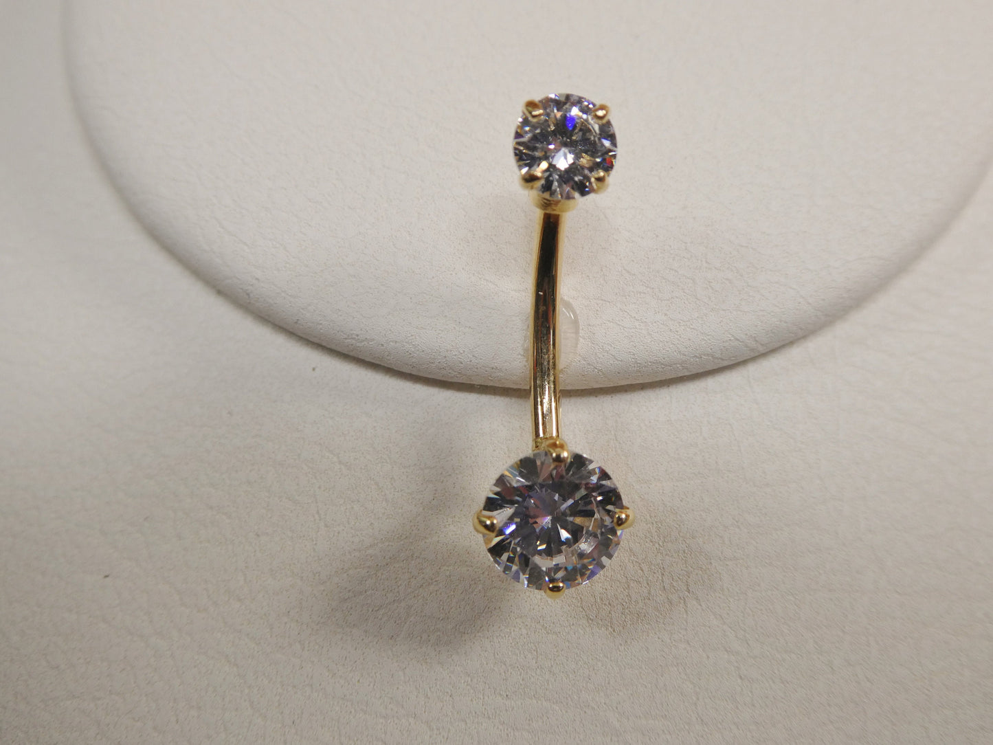 14k real solid yellow gold 7mm stone belly button ring piercing