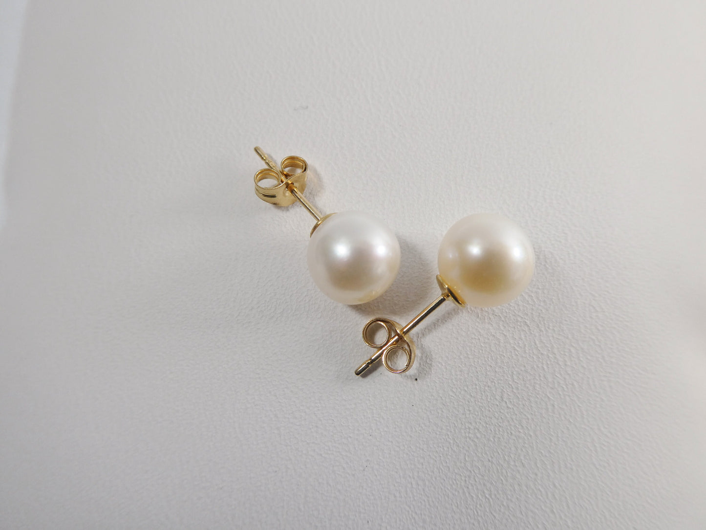 real 10k solid yellow gold original pearl push post stud earring