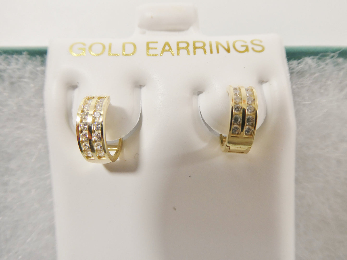 real 10k solid yellow gold tiny two line earring / cartilage daith hoop huggie earrings