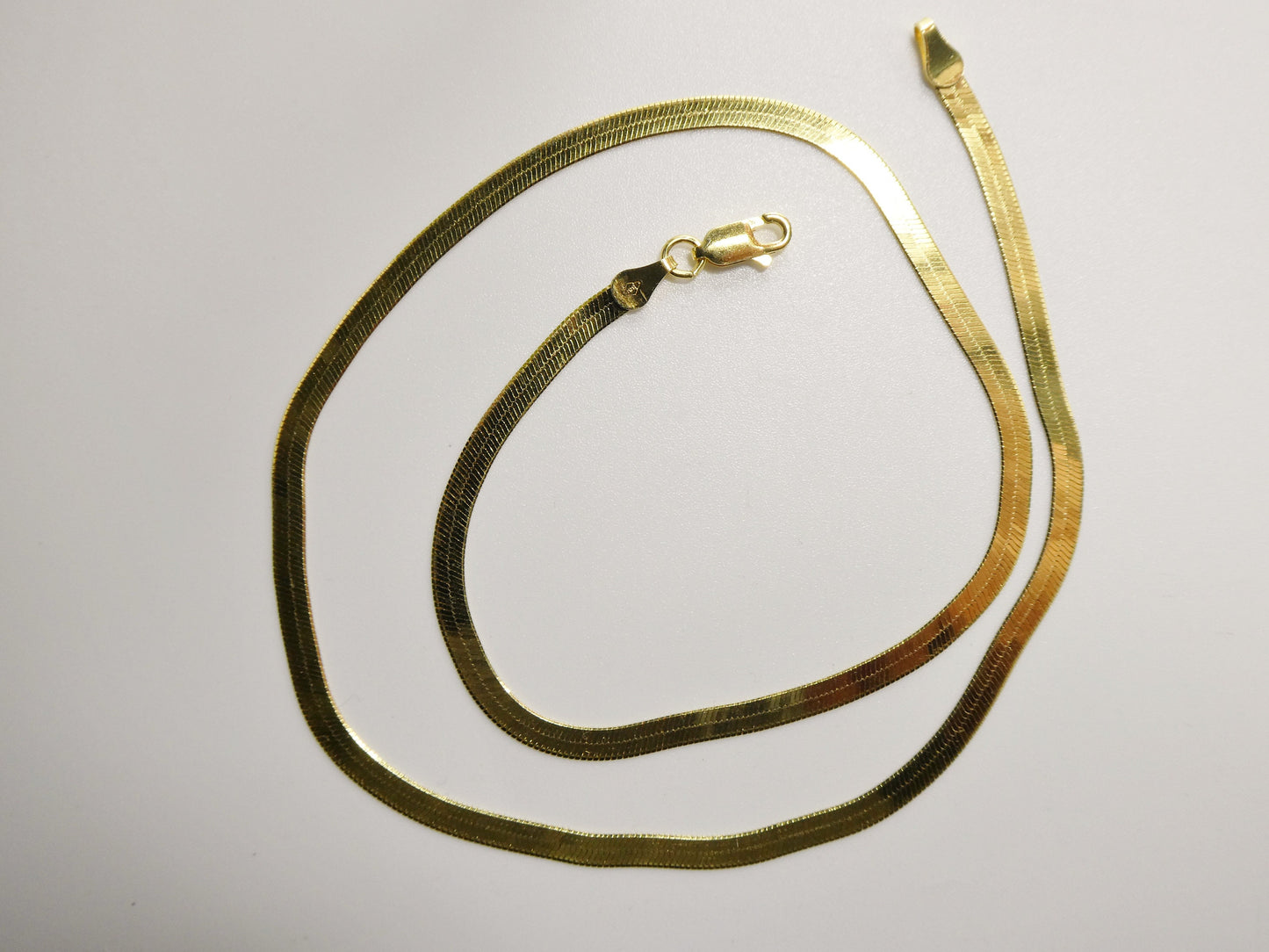 real 3.5mm 925 sterling silver herringbone necklace / choker 14k yellow gold finish
