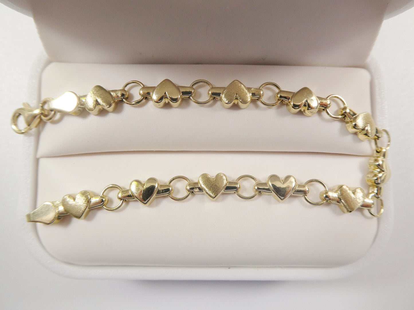 14k real solid yellow gold heart 6 inch baby bracelet