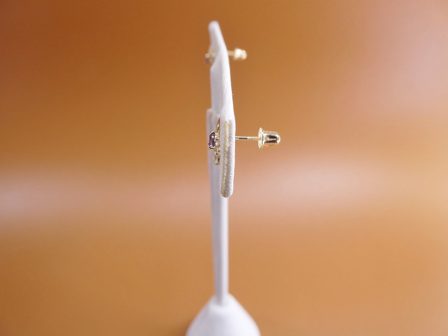 14k real solid yellow gold screw back children earrings heart shape