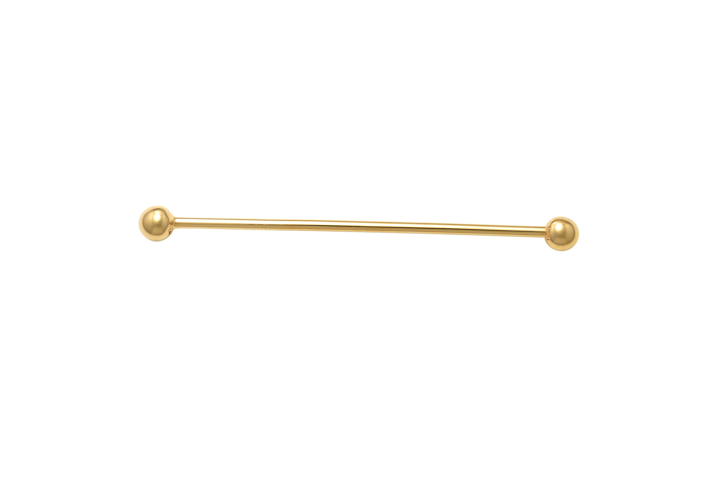 14k real solid yellow gold 60mm straight barbell tongue belly button ring piercing