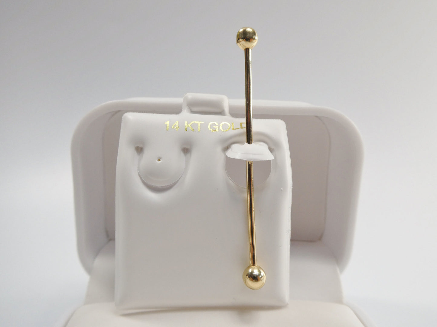 14k real solid yellow gold extra long straight barbell tongue belly button ring piercing
