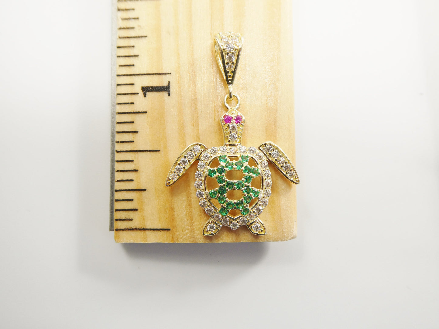 14k real solid yellow gold turtle charm pendent