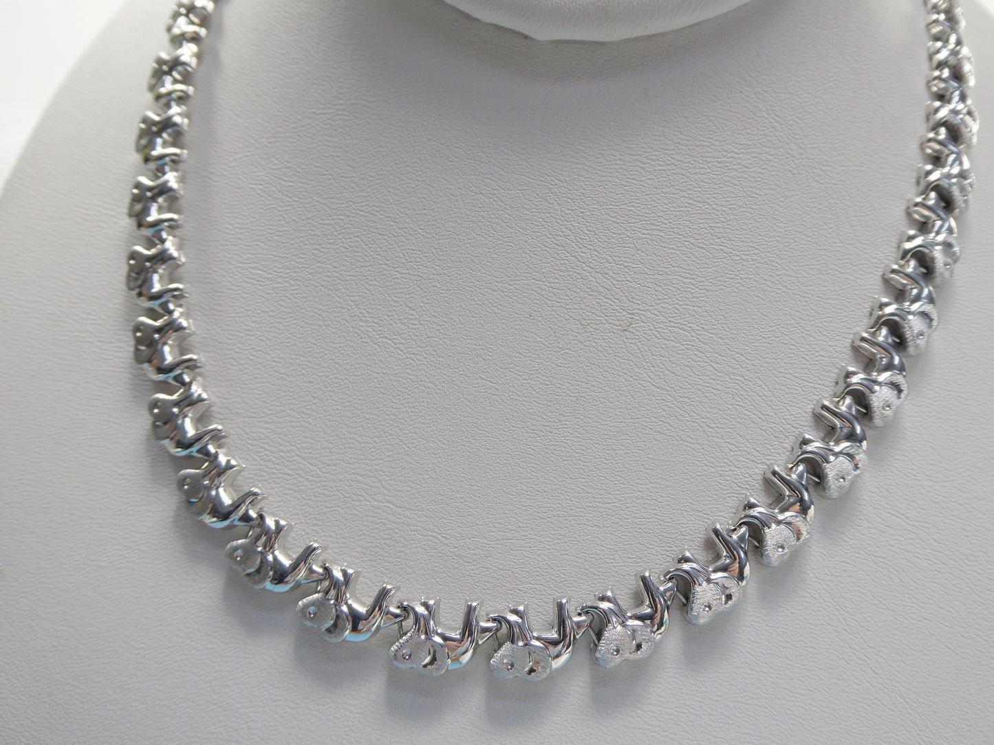 real 925 sterling silver elephant stampato set / necklace/ bracelet 14k white gold color finish