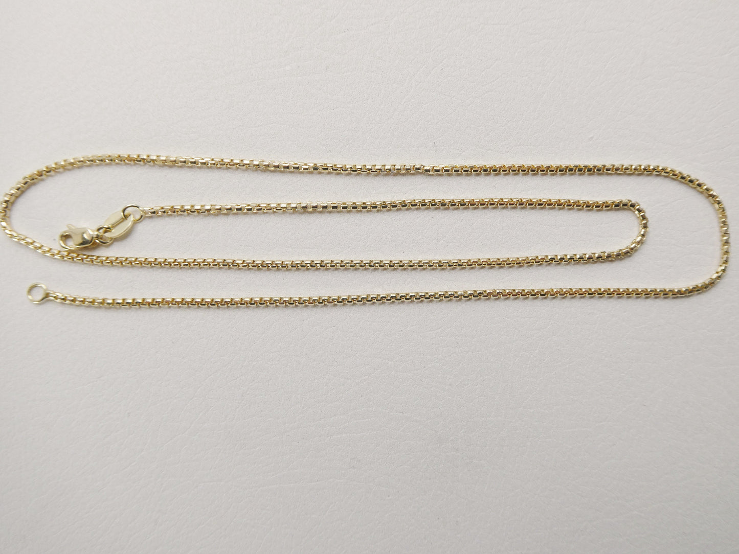 14k real solid yellow gold tiny small 2MM round box chain necklace