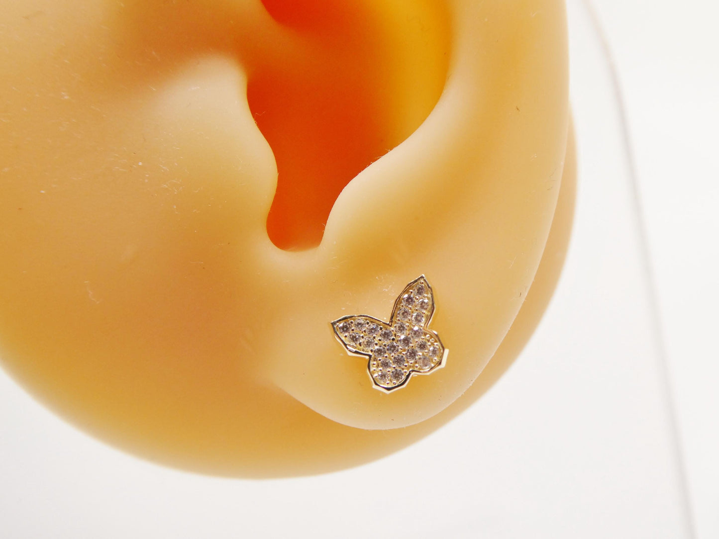 10k real solid gold butterfly push post earrings