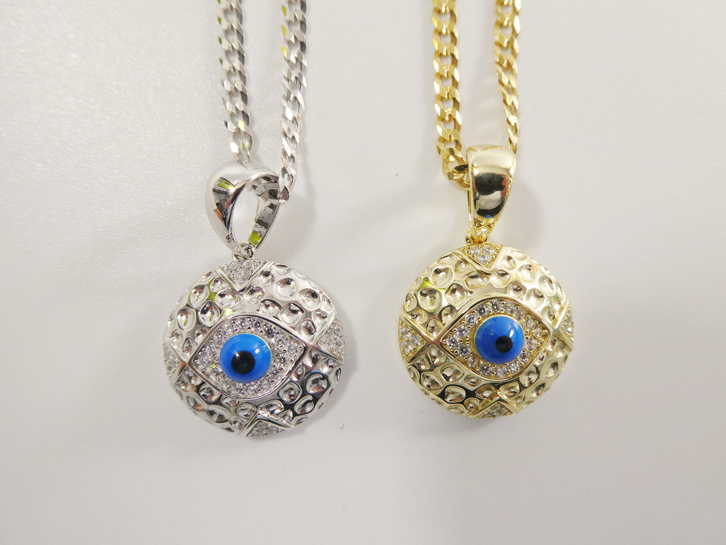real 925 sterling silver 18 inch flat chain and evil eye pendent charm