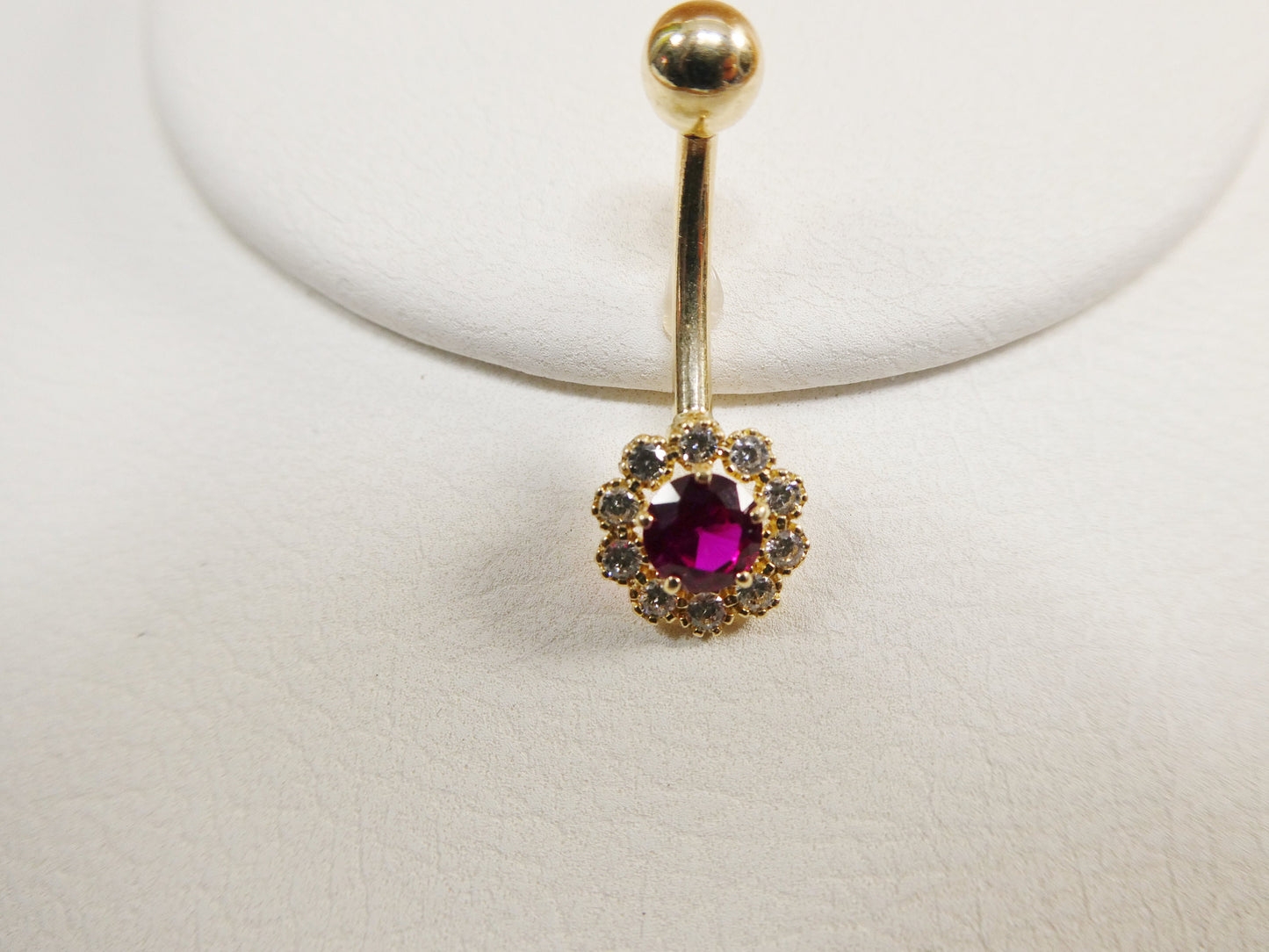14k real solid yellow gold birthstone color center belly button ring piercing