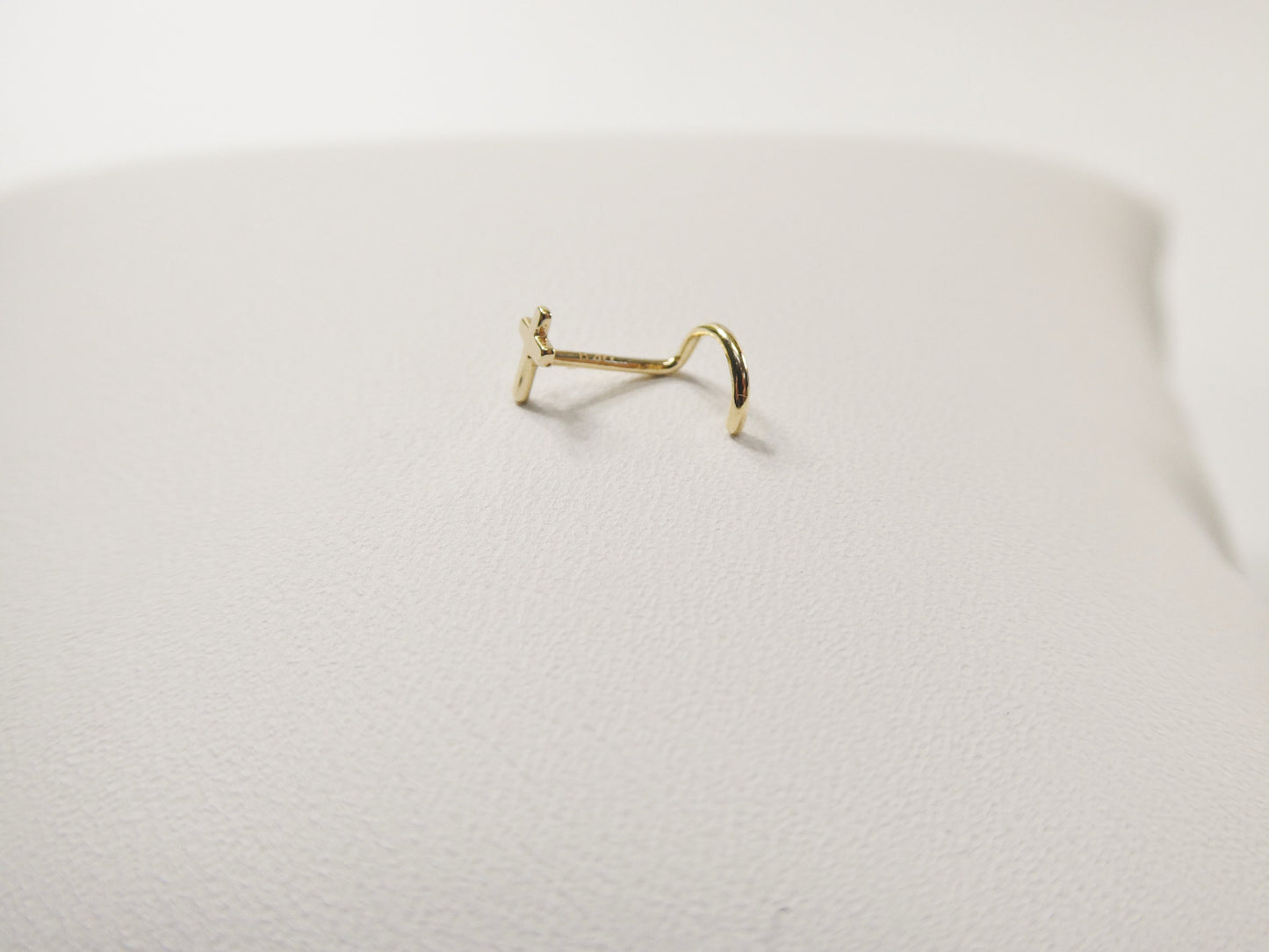 14k real solid yellow gold high polish twist cross nose ring