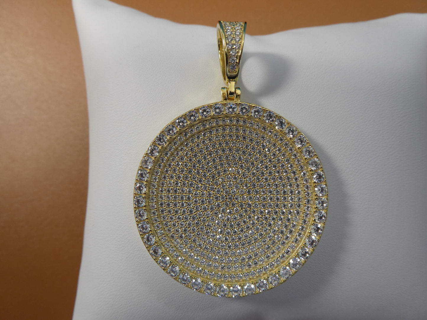 real solid 925 sterling silver large full ice circle pendent