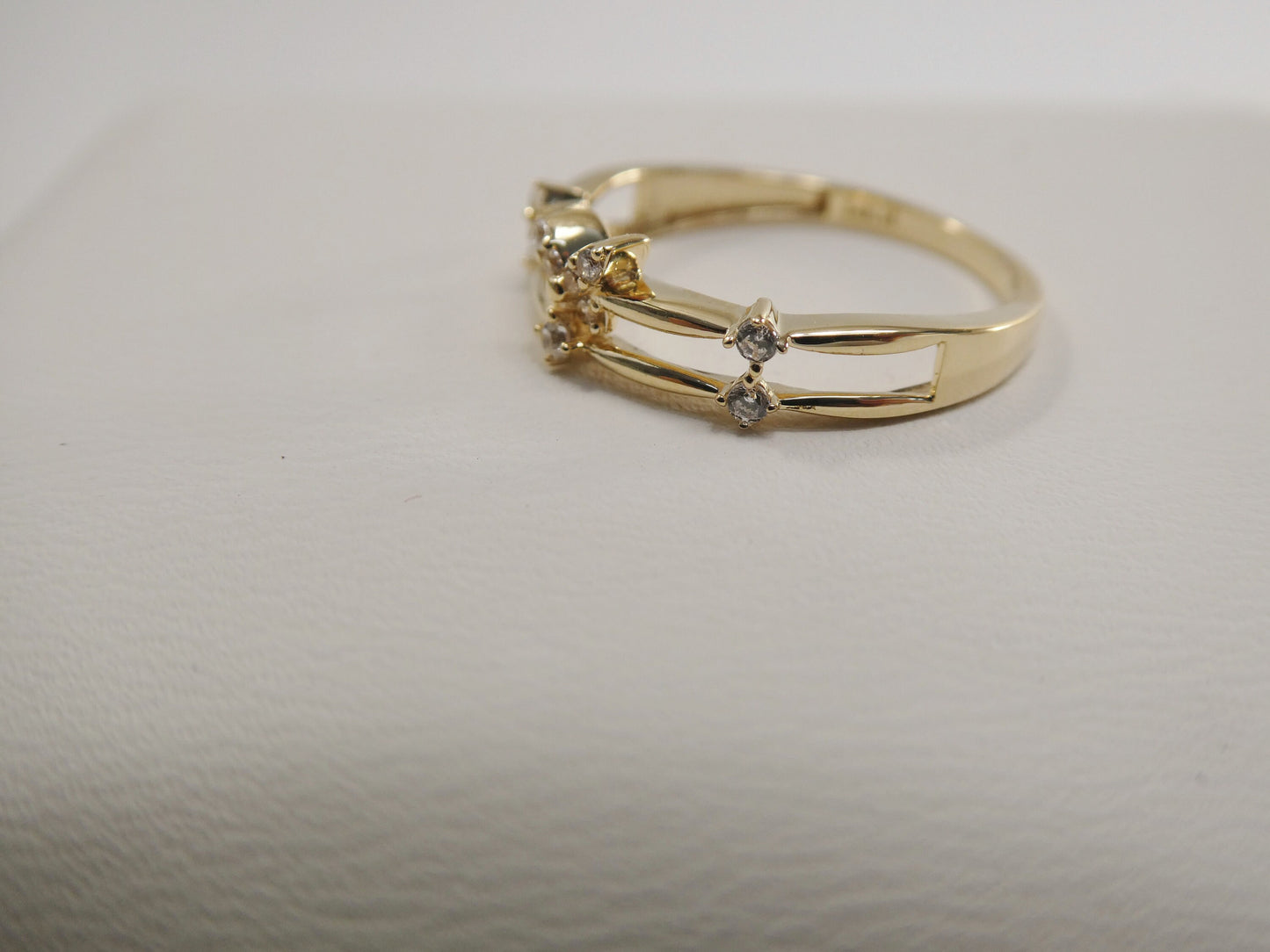real 14k solid yellow gold women's classic micro pave setting pinky ring