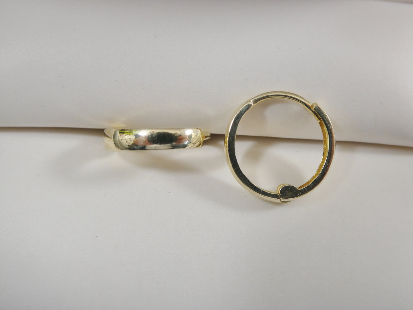 real 10k solid yellow gold 12mm high polish plain hoop huggie earrings