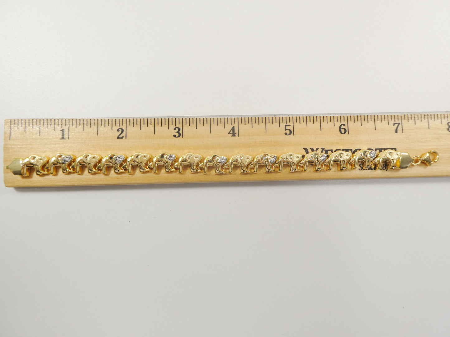 real 925 sterling silver two tone elephant stampato bracelet 14k gold color two tone finish