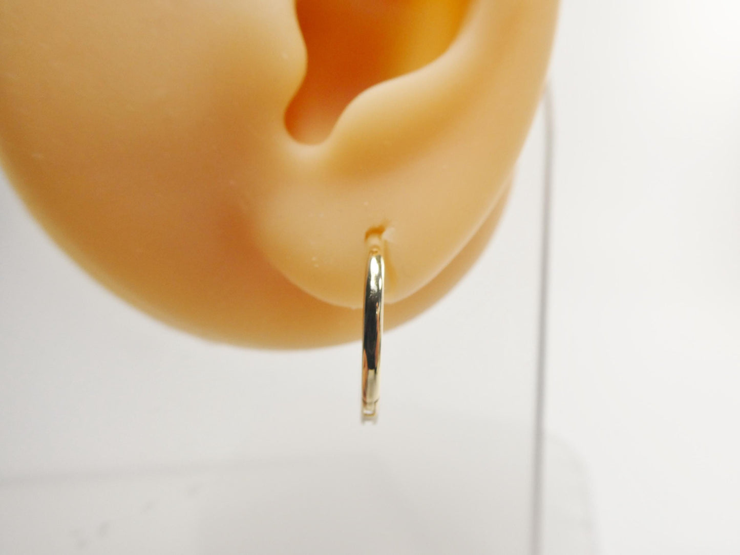 real 10k solid yellow gold plain polish 18mm hoop huggie earrings