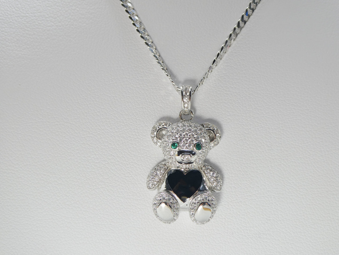 925 sterling silver enamel color teddy bear set chain and pendent