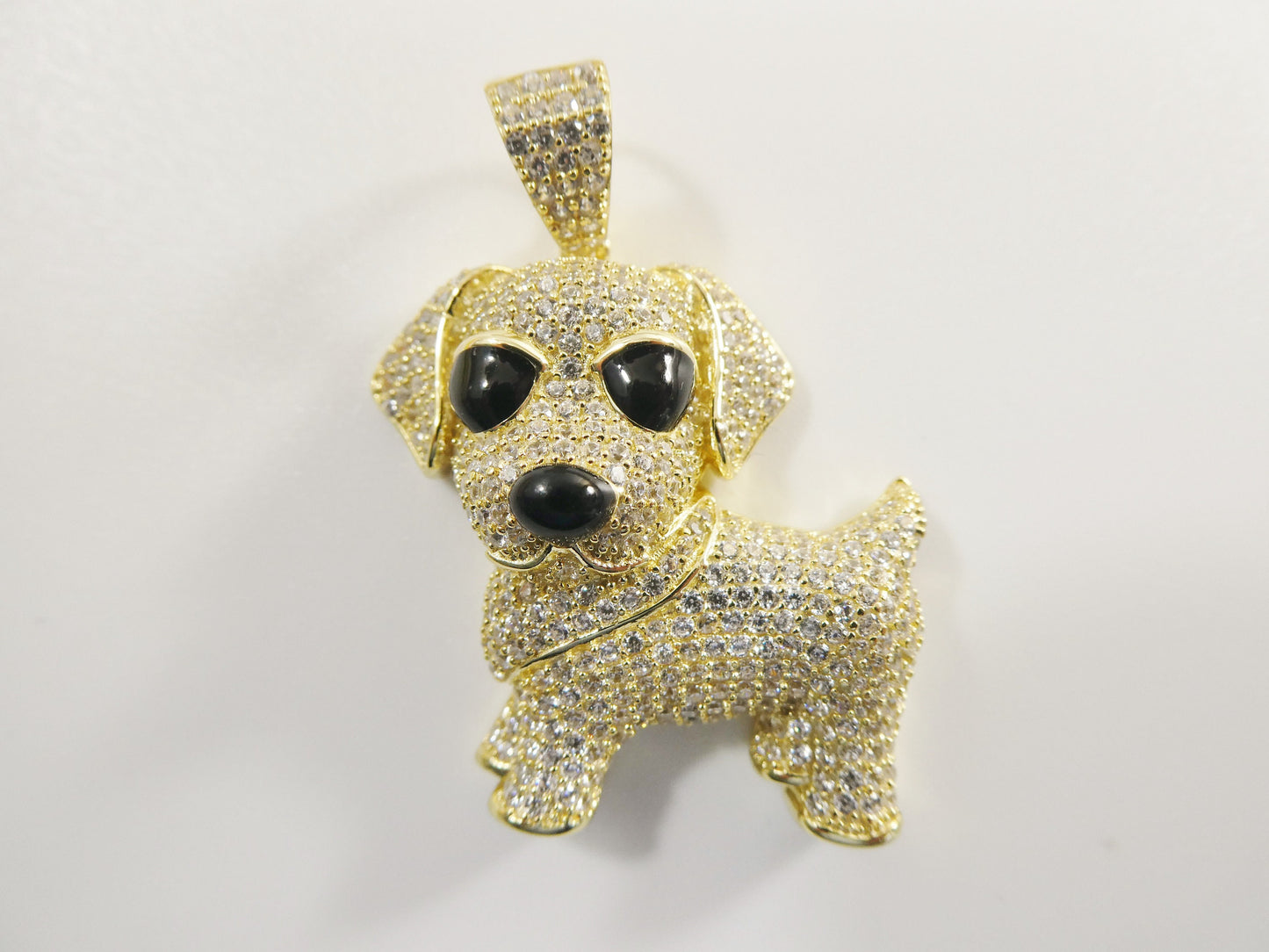 real 925 sterling silver full stone setting dog animal pendent