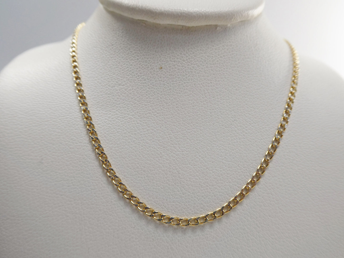 real 10k solid yellow gold two tone curb chain