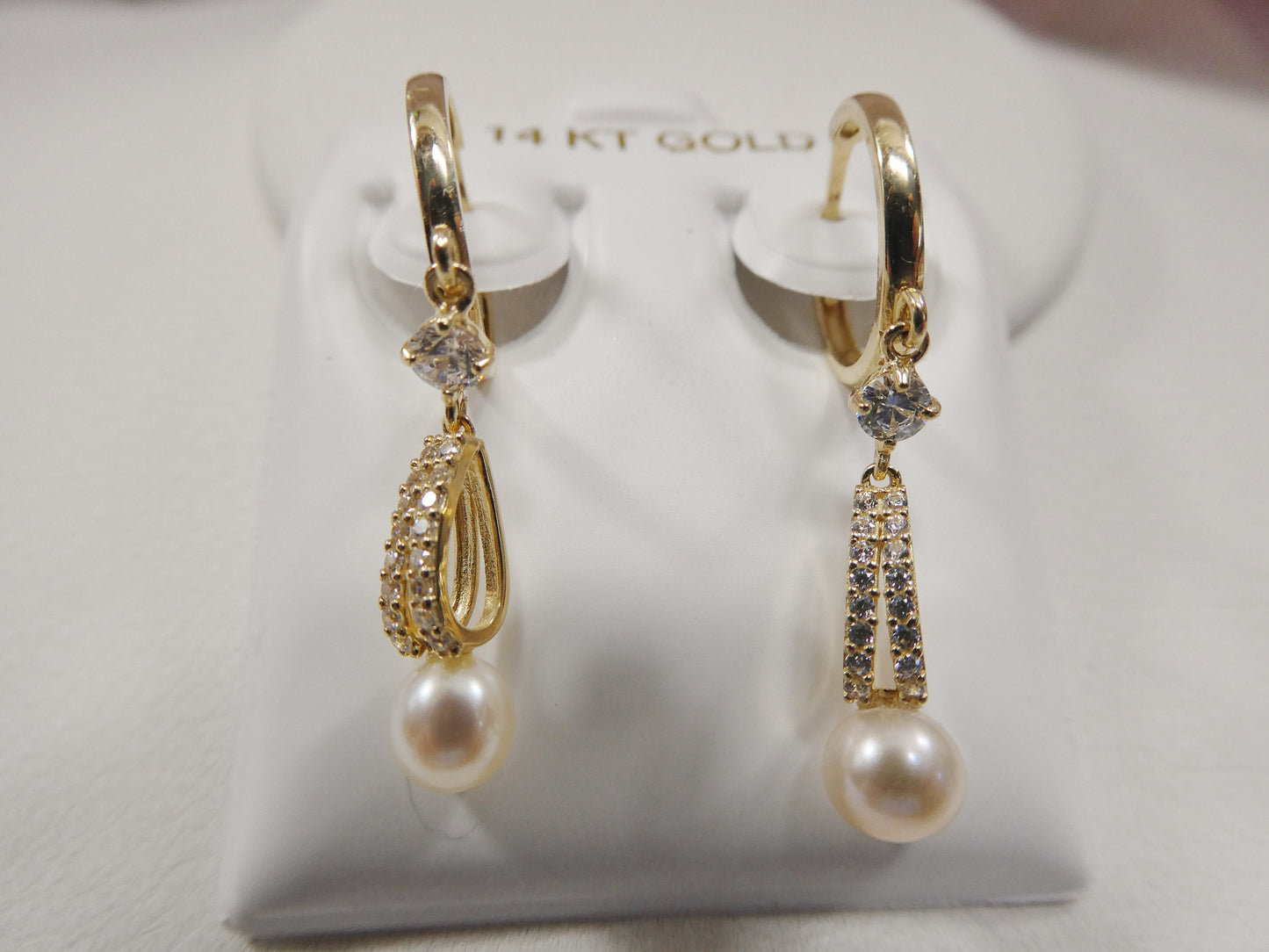 14k real solid yellow gold dropping real water fresh pearl earring