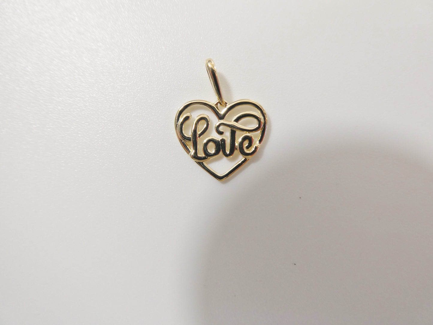 14k real solid yellow gold love heart pendent and cable necklace