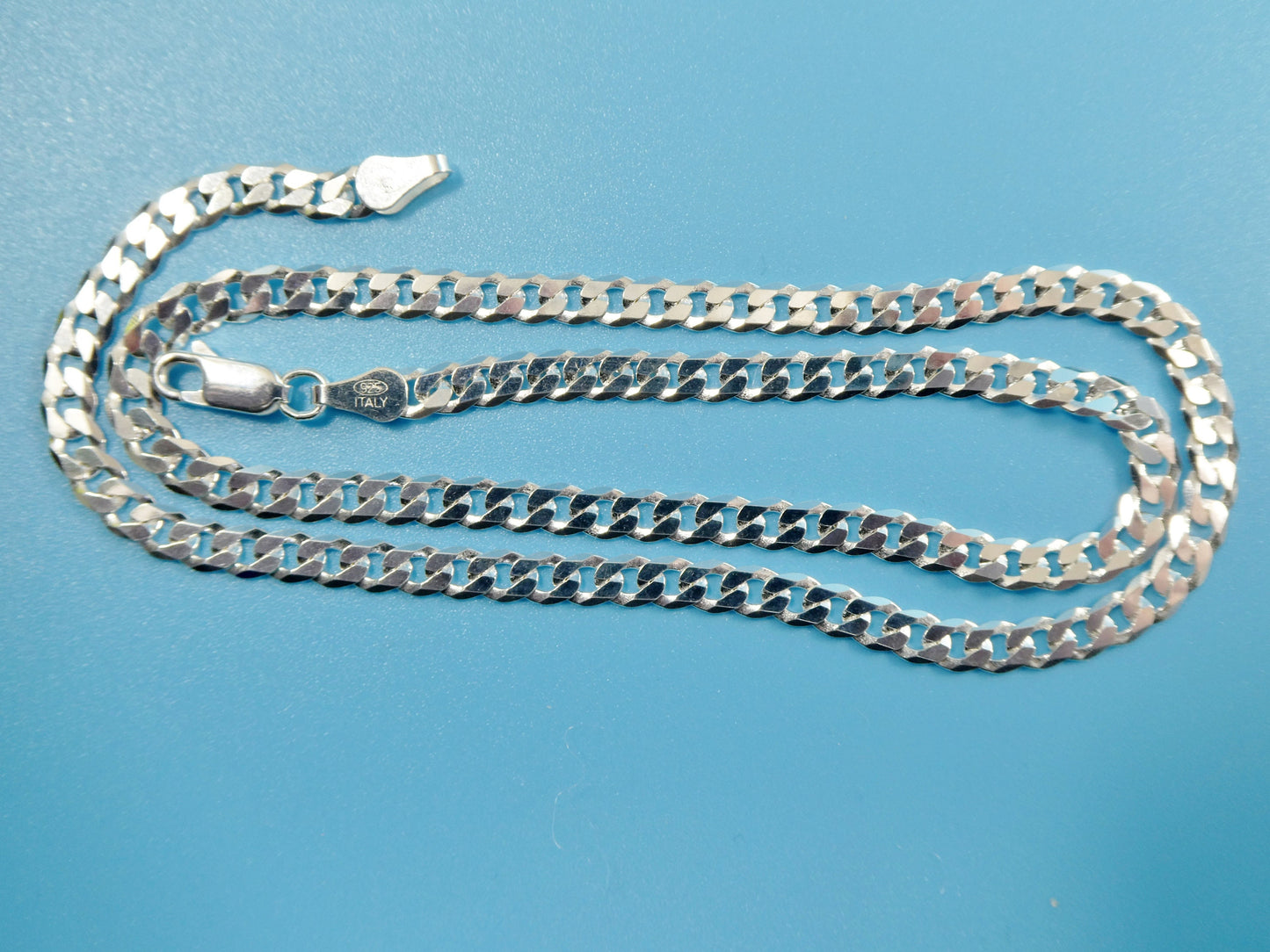 real 925 sterling silver 4.50MM Italian solid chain lobster lock clasp