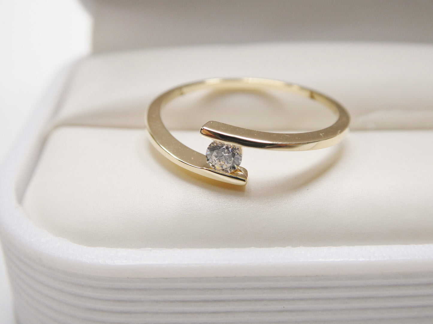 real 10k solid yellow gold women's classic micro pave setting ring